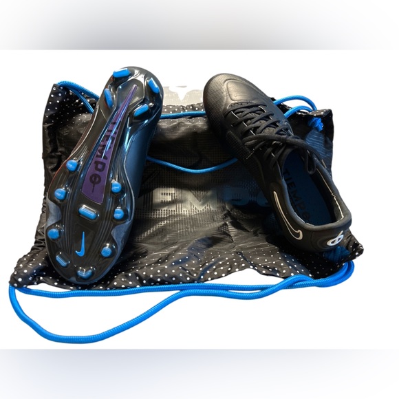 Nike Legend 9 Elite FG Tiempo Soccer Cleats Size 7.5 M/9 W  w Bag NIB Black/Blue - Picture 1 of 6